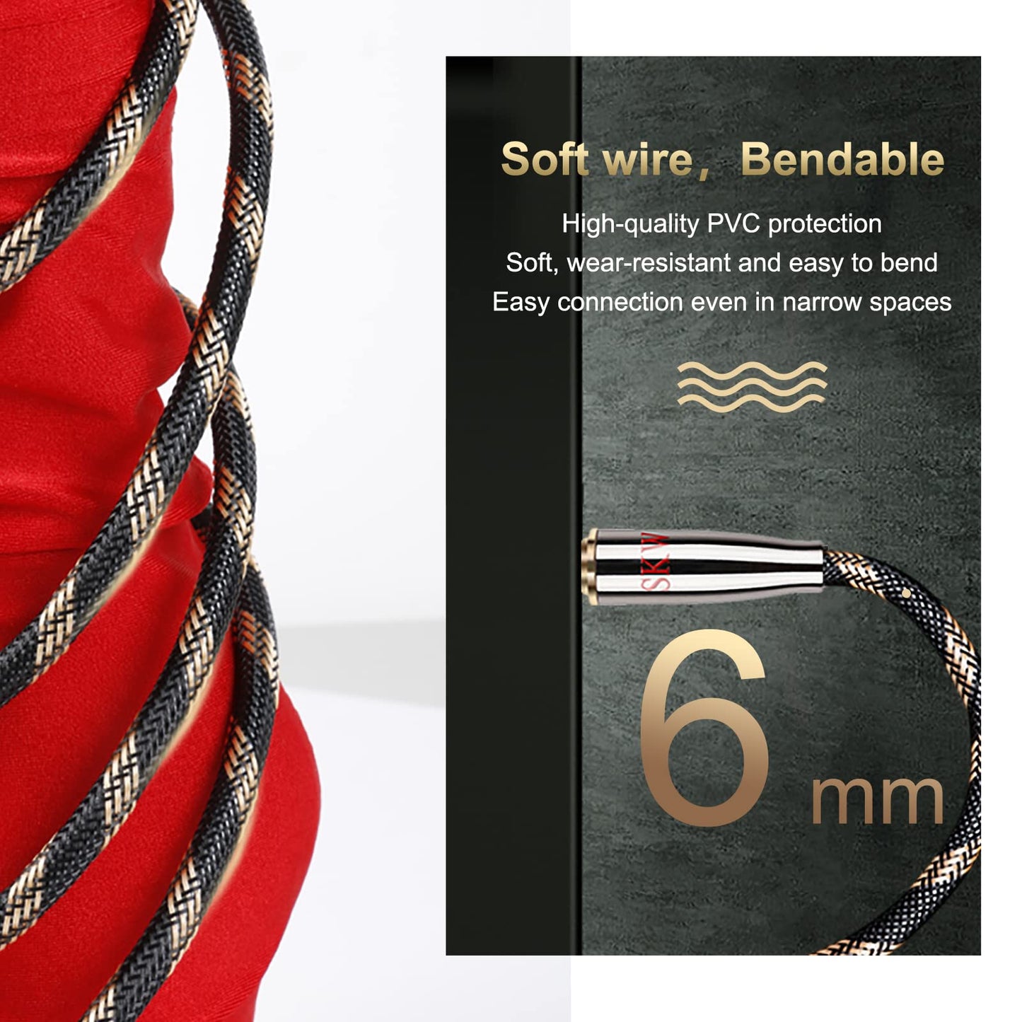 SKW Optical Digital Audio Toslink Cable Home Theater Fiber Optic Male to Male Gold Plated S/PDIF Cables - Copper Connectors, High-Reinforced