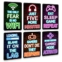 Drsoum Video Gamer Room Decor for Boys Gaming Wall Decor Neon Gaming Room Metal Sign 12 x 8 Inch Set of 6 - Gamer Wall Decor Teenage Boy Room Decor