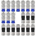 20pcs RG6 Compression Connector Coaxial Cable Connectors Straight Antenna Coax Adapter(Black+Blue)