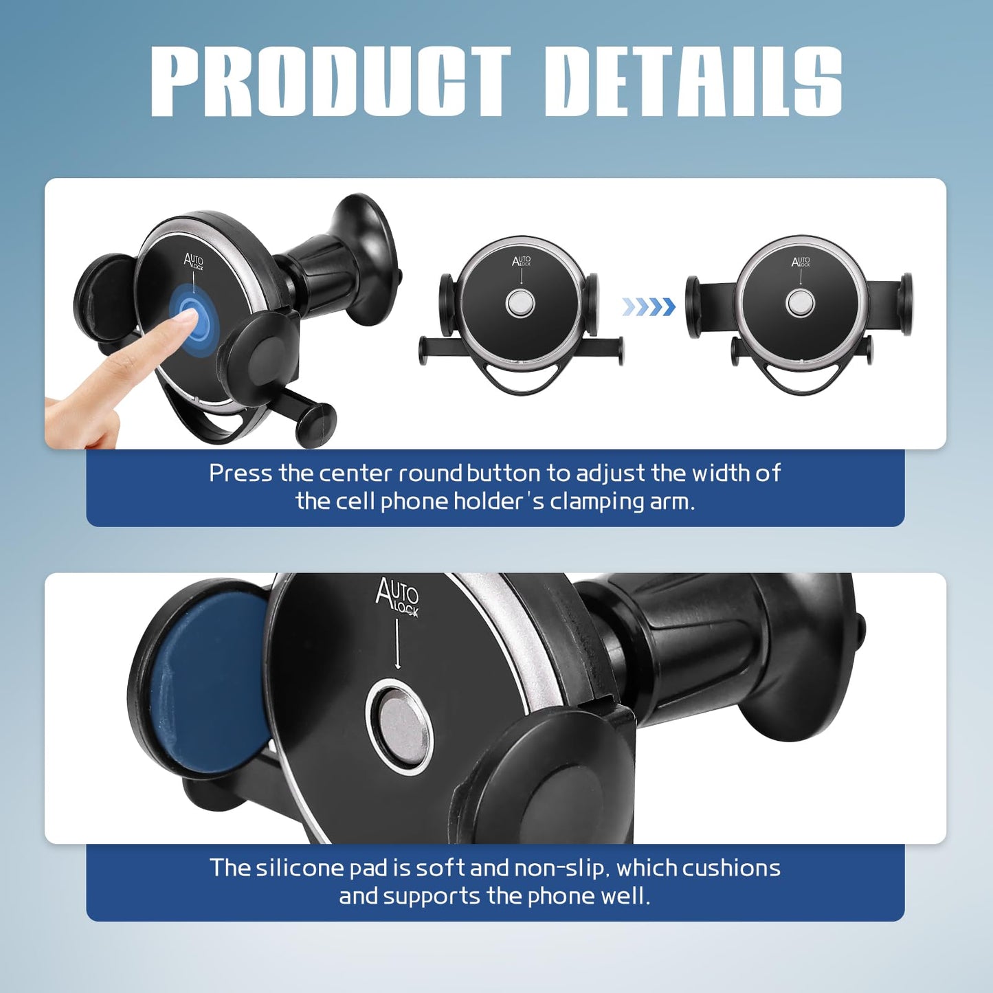 Hovom Phone Holder for Car Vent, Adjustable Car Phone Mount, Auto-Locking Car Air Vent Cell Phone Holder, Stable Vehicle Phone Stand for All