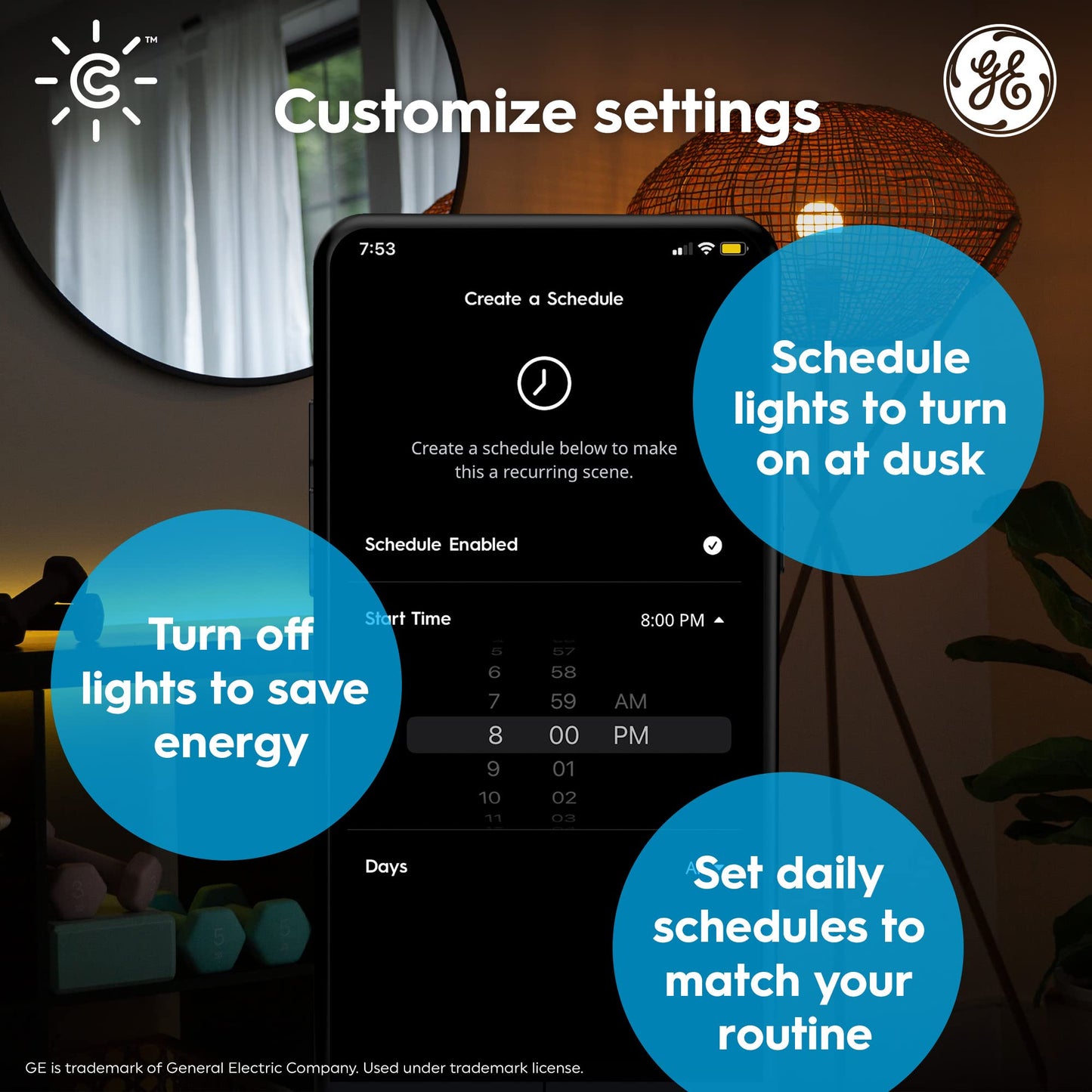 GE CYNC A19 Smart LED Light Bulbs, Soft White, Bluetooth and WiFi Light Bulbs, 60W Equivalent, Work with Amazon Alexa and Google Home, 2 Count (Pack