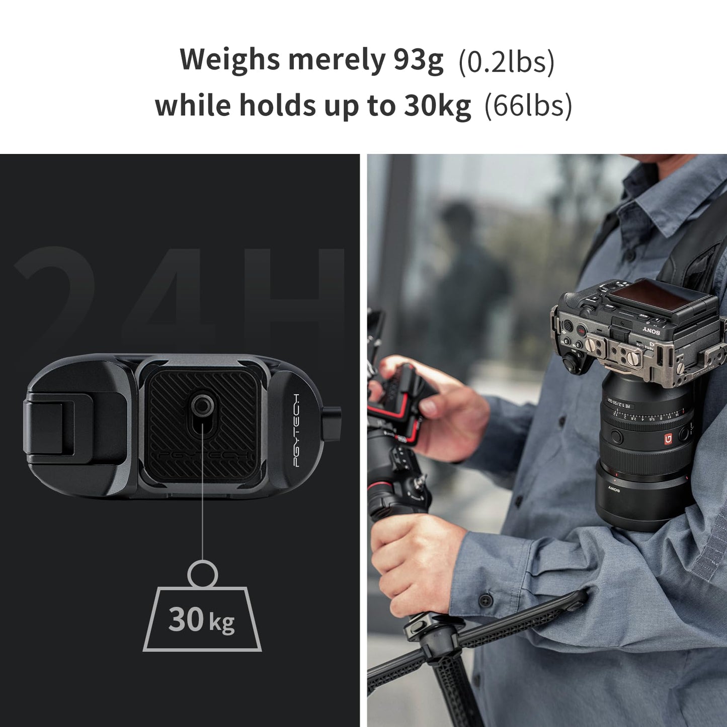 PGYTECH Beetle Camera Clip with Plate Quick Release System for Sony, Nikon, Fuji, DSLR Action Camera Backpack Cameras Strap Mount (for Camera)