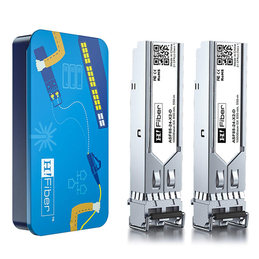 H!Fiber 2 Pack 1Gb Multi Mode SFP LC Module, 1000Base-SX SFP Fiber Transceiver, for Cisco GLC-SX-MMD, Ubiquiti UniFi UF-MM-1G, Mikrotik, Fortinet