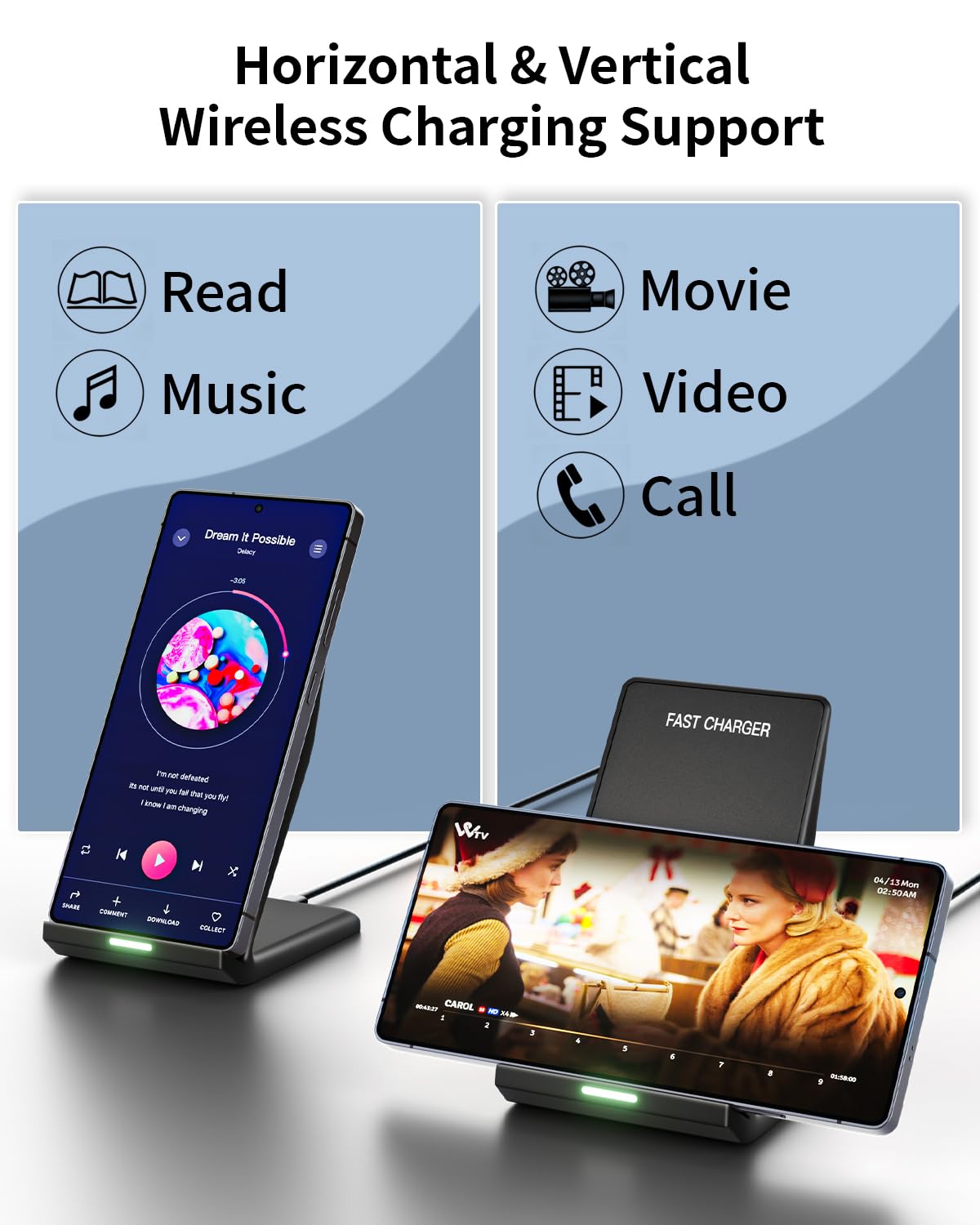Wireless Charger Stand for Samsung,15W Max Wireless Charging Stand Desk Charging Station Android Desk Charger for Samsung S26/S25
