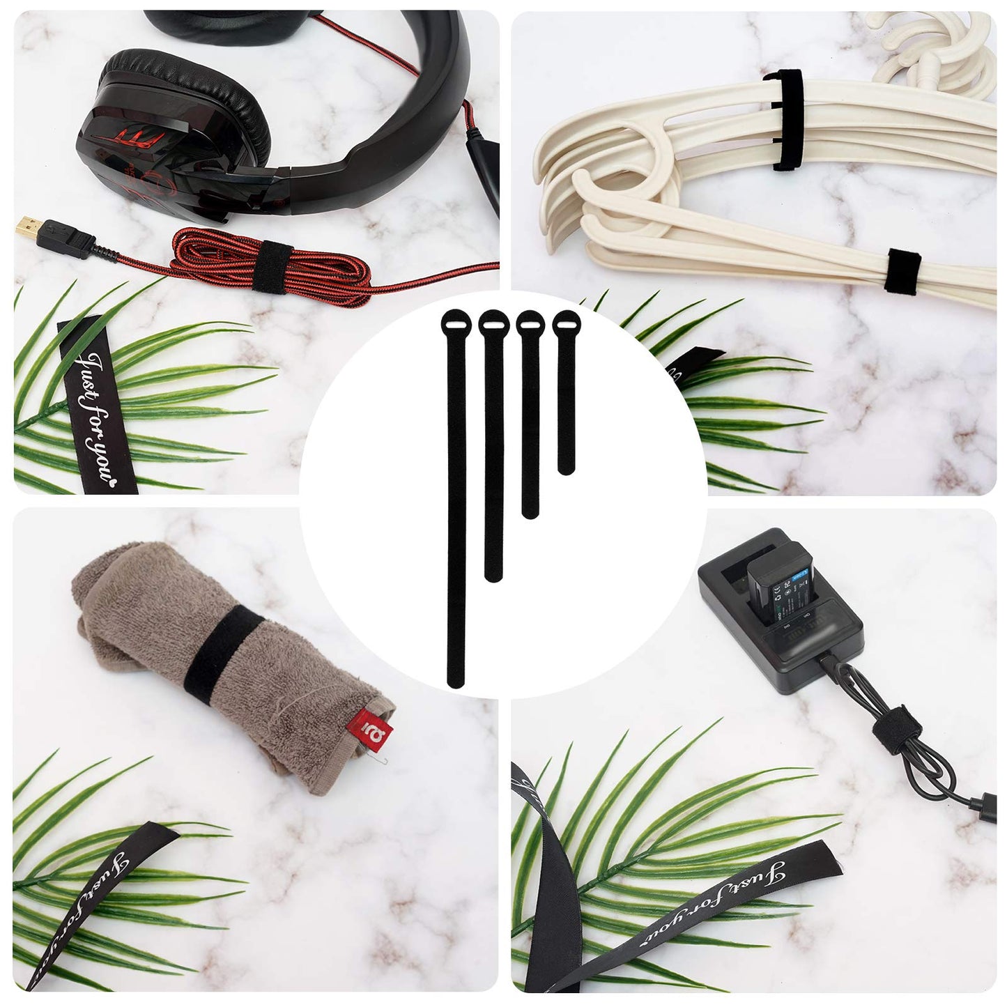 150PCS Reusable Cable Ties - 4+6+8+10inch Multi-Purpose Cable management Hook & Loop Cable Straps Wire Ties,Adjustable Fastening Cord Organizer,Cable