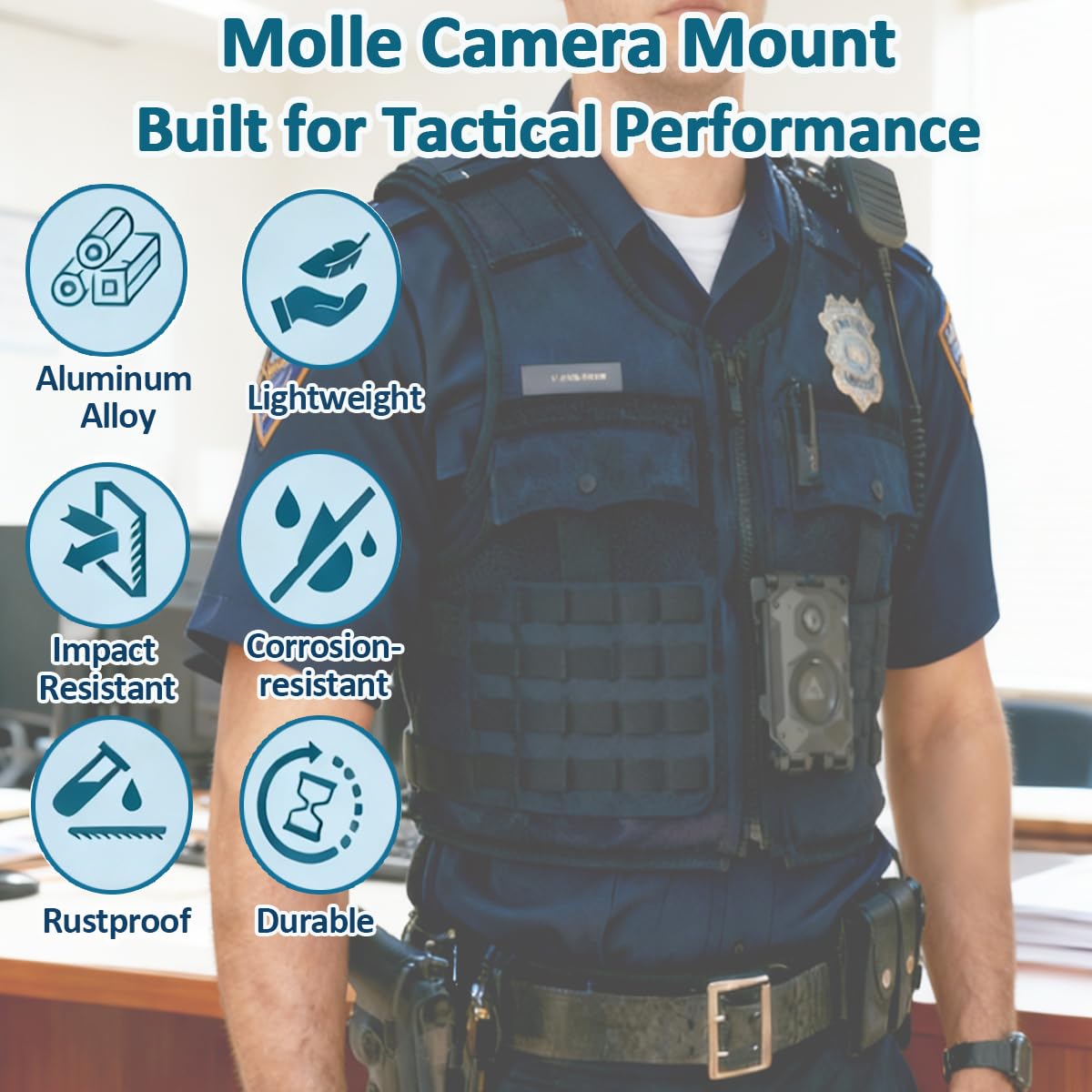 Camera Mount - Compatible with Axon Body Cameras 2/3/4, Lightweight Aluminum Alloy Construction, Suitable for Uniforms (Dual)