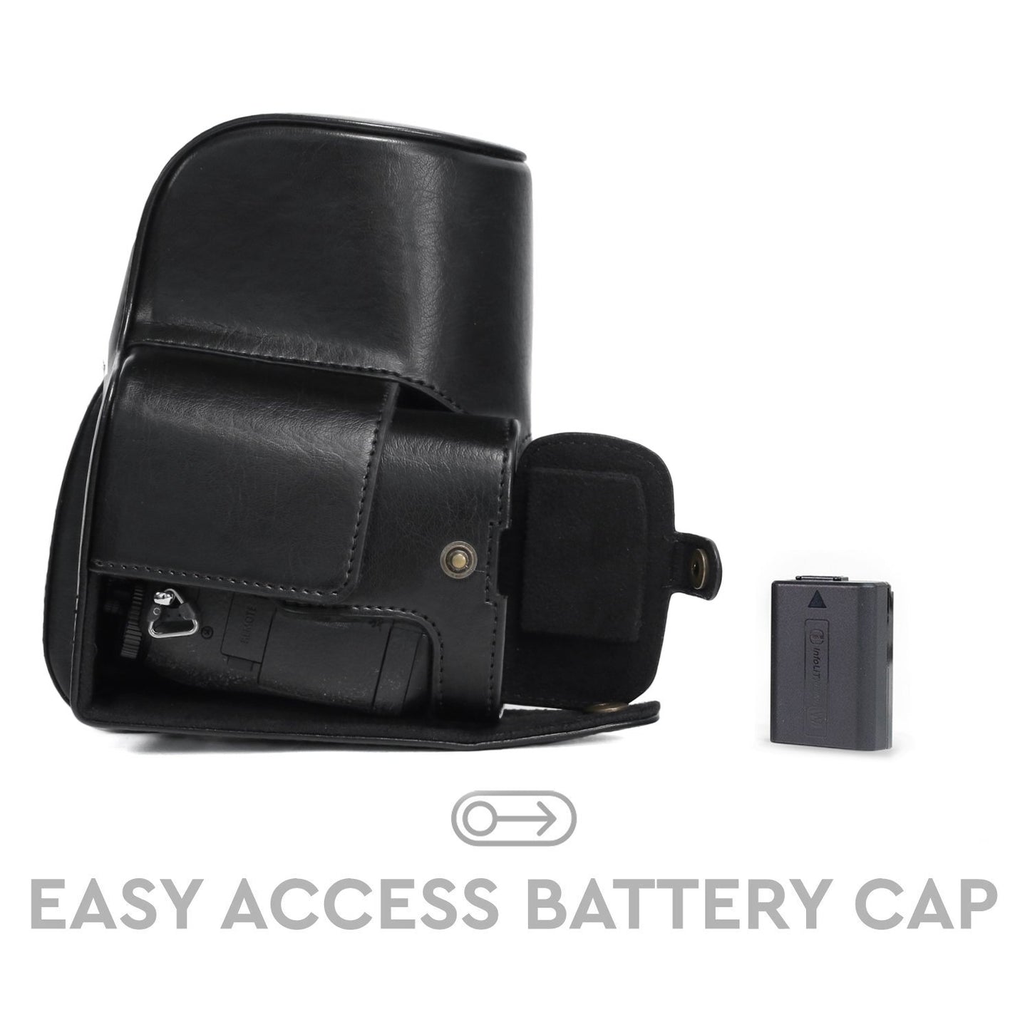 MegaGear Sony Cyber-Shot DSC-RX10 IV, DSC-RX10 III Ever Ready Leather Camera Case and Strap, with Battery Access - Black - MG760
