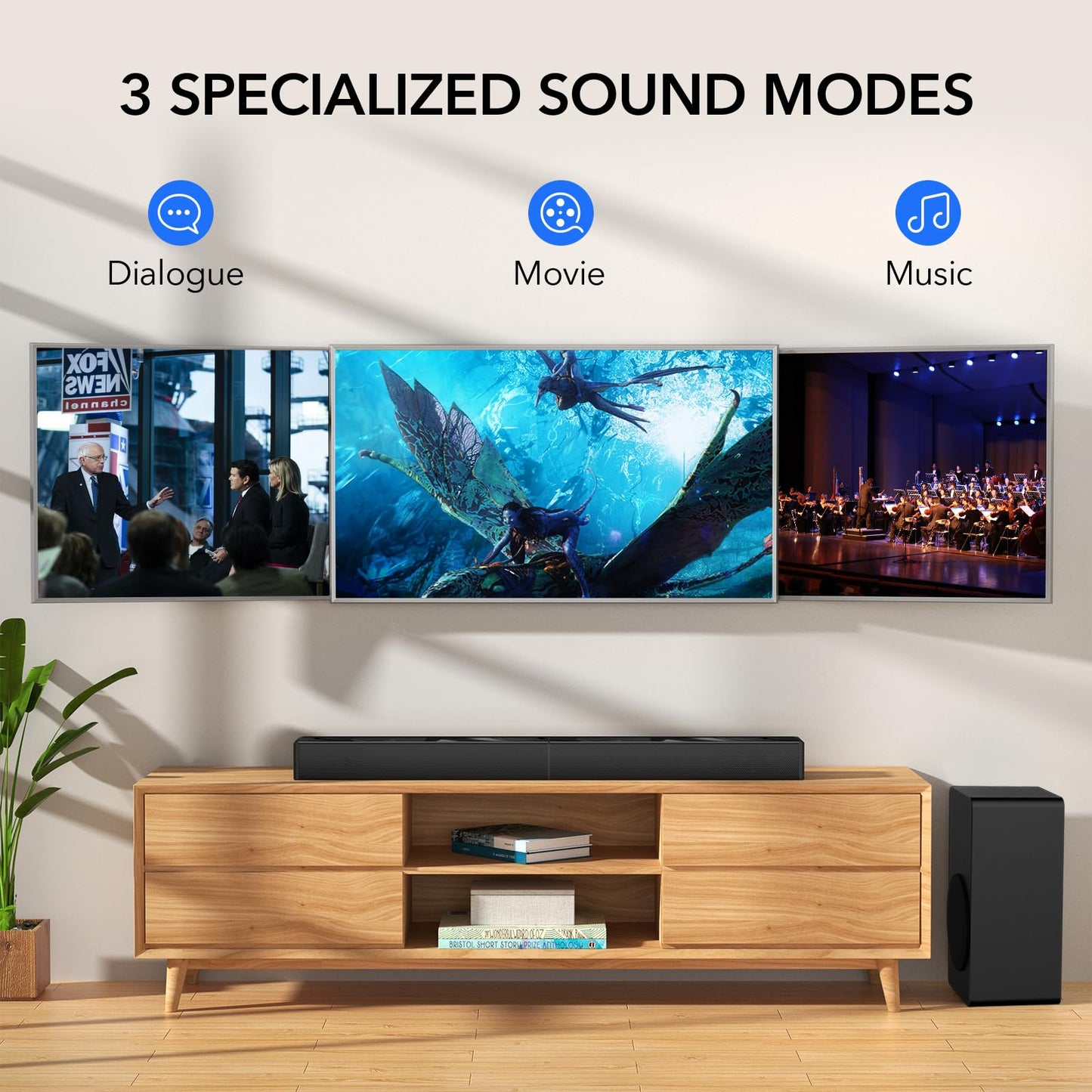 LARKSOUND 2.1 CH Sound Bar with Subwoofer, 31" Soundbar for Smart TV with HDMI, Optical, AUX, Bluetooth, USB - Surround Sound System