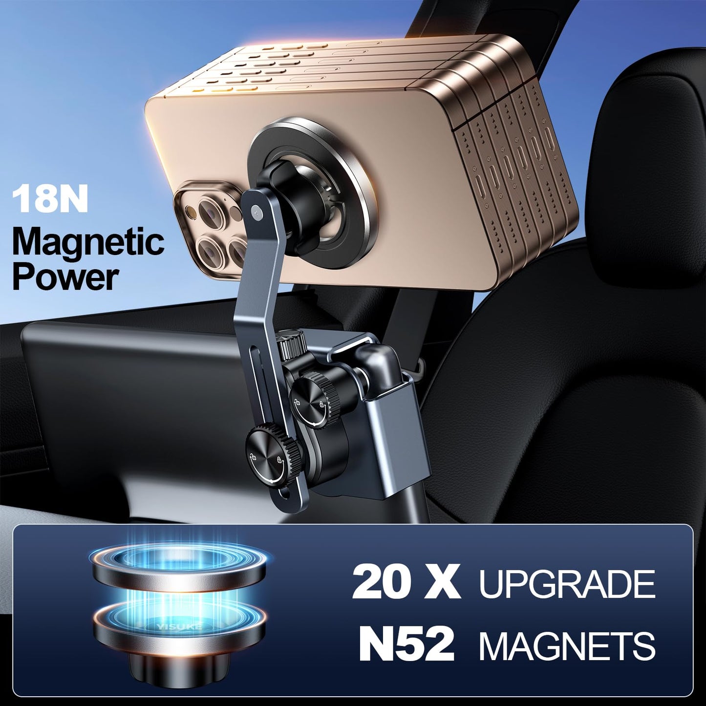 Yisuke Magnetic Phone Mount Compatible with Tesla Model 3 Model Y, Car Holder 2025, Compatible with iPhone MagSafe 17/16/15/14/13/12 (Compatible