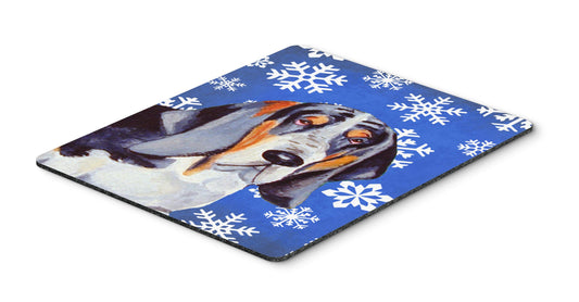 Caroline's Treasures LH9282MP Basset Hound Winter Snowflakes Holiday Mouse Pad, Hot Pad or Trivet for Home Office Gaming Working Computers Laptop