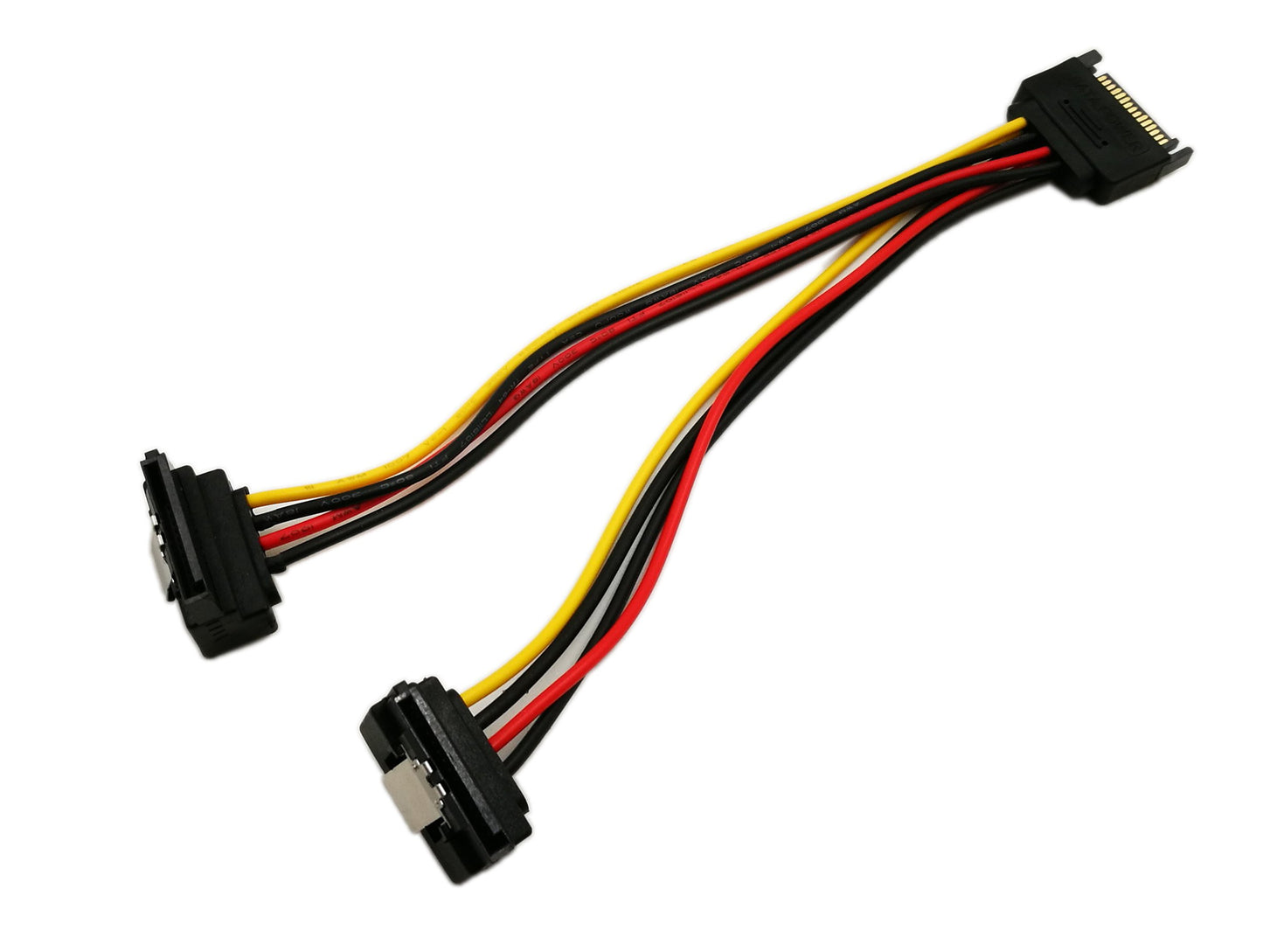 zdyCGTime 90 Degree SATA 1 to 2 Y Splitter, 15Pin Male to 2 Female Interface Extension Cable with Latch Power