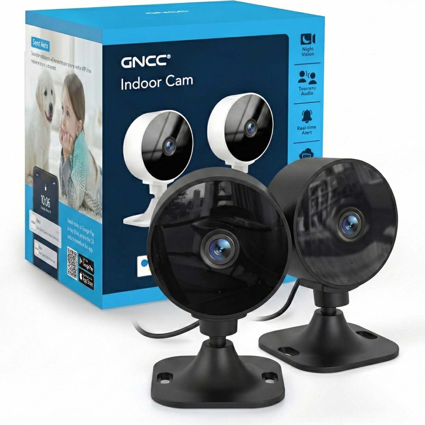 GNCC Only 2.4GHz Indoor Security Camera, 1080P Cameras for Home Security, Motion Detection, 2-Way Audio, Night Vision, Dog Camera with App, Easy