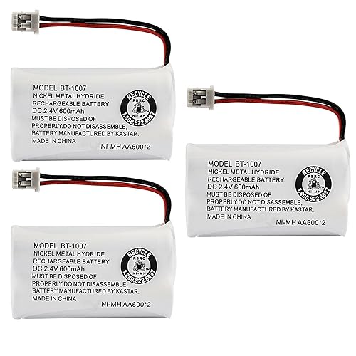 Kastar 3-Pack BBTY0651101 Model BT1007 Cordless Phone Battery for Uniden BT-1007 BT-1015, CEZAI2998 DECT1340 DECT1363 DECT1363BK DECT1363-2 DECT1480
