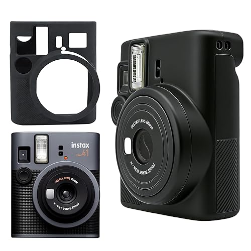 Camera Case for Instax Mini 41, Soft Silicone Protective Cover, Anti-Scratch Shockproof Camera Accessories Black