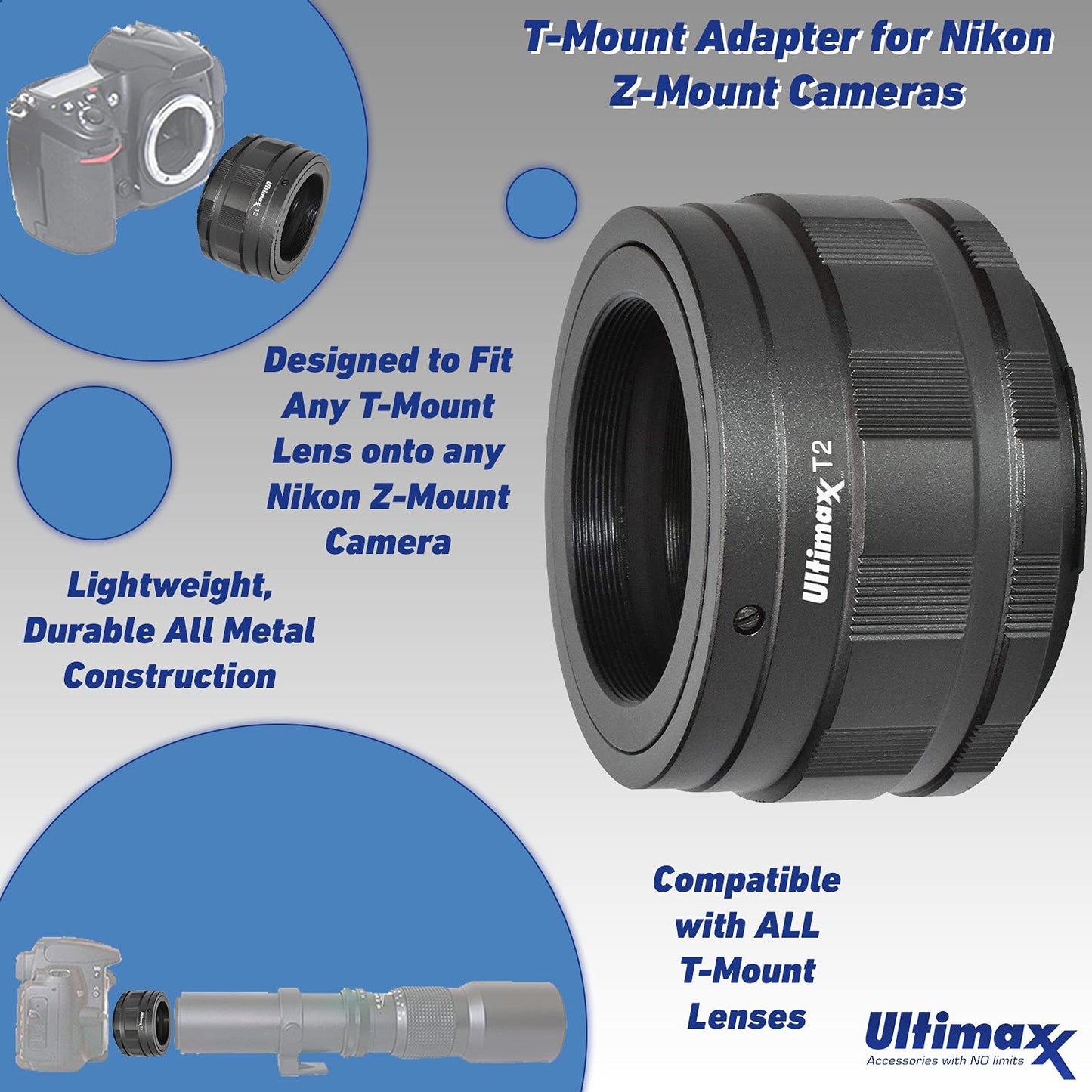 Ultimaxx 500mm f/8 Preset Telephoto Lens for Nikon Z7, Z7 II, Z6, Z6 II, Z5, Z50 Mirrorless Cameras & Other Z-Mount Cameras with Basic Accessory