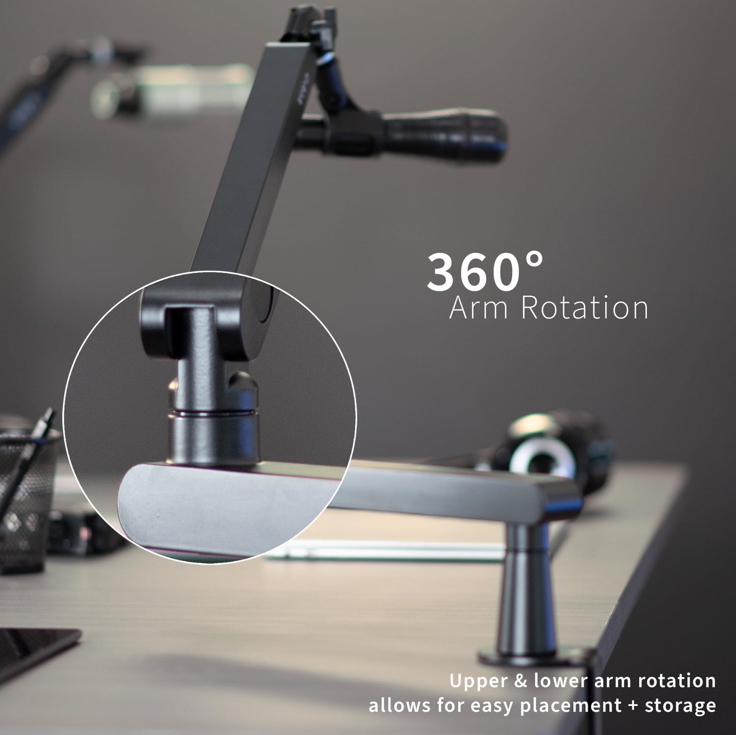 VIVO Low Profile Broadcast/Podcast Microphone Boom Arm Stand with 3/8 and 5/8 inch Screw Adapter, Heavy Duty Desk Mount, Professional Mic Stand with