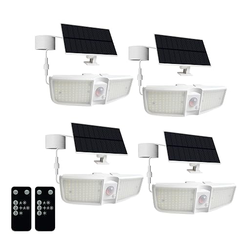 Cozeet Solar Motion Sensor Outdoor Floodlights 6500K with Remote Control, 180 LED Waterproof,Solar Security Outdoor Light with IP65 for Wall Porch