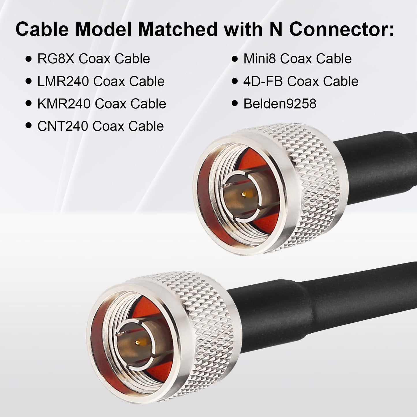 XRDS -RF RG8X N Male-Plug Crimp Connector 10PCS, N Male Crimp Connector for RG8X, LMR240, CNT240, KMR240, Mini8, 4D-FB, Belden9258 Coaxial Cables, RF