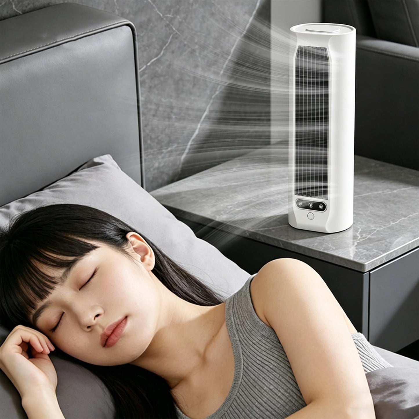 Seklirax Quiet Bladeless Air Circulator Fan, USB Rechargeable Drill Free Wall Mount Cooler, 3 Speed LED Touch Screen Electric Fan for Bedroom Dorm
