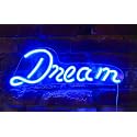 Isaac Jacobs 17" by 6" inch LED Neon Blue “Dream” Wall Sign For Cool Light, Wall Art, Bedroom Decorations, Home Accessories, Party, and Holiday Decor