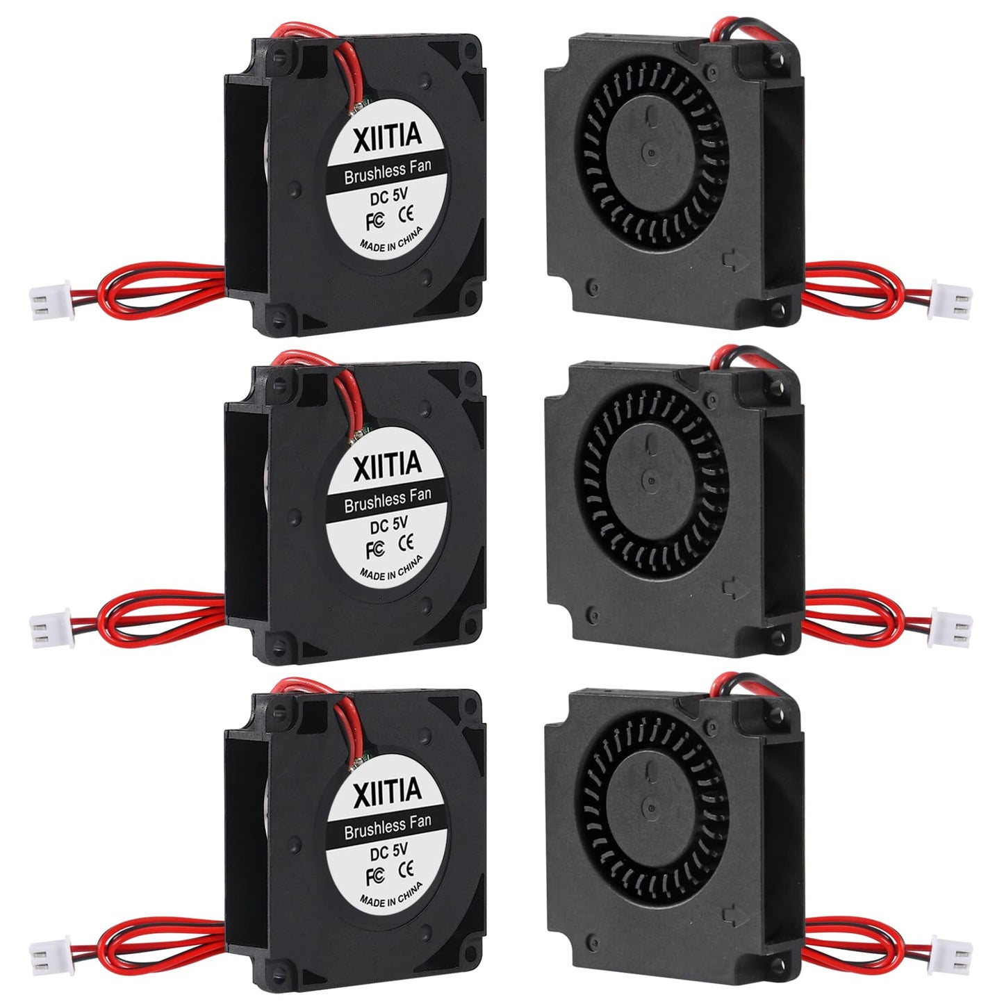 XIITIA 6pcs 4010 5V Turbine Fan 40x40x10mm DC Turbo Fan Bearing Blower Radial Cooling Fans with 2 Pin Terminal for 3D Printer Parts