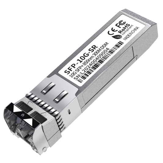 10G SFP+ LC Module, 10GBase-SR Multi-Mode Ethernet Transceiver, 850nm MMF up to 400m - Compatible with Cisco, Meraki, Ubiquiti, Mikrotik, Netgear