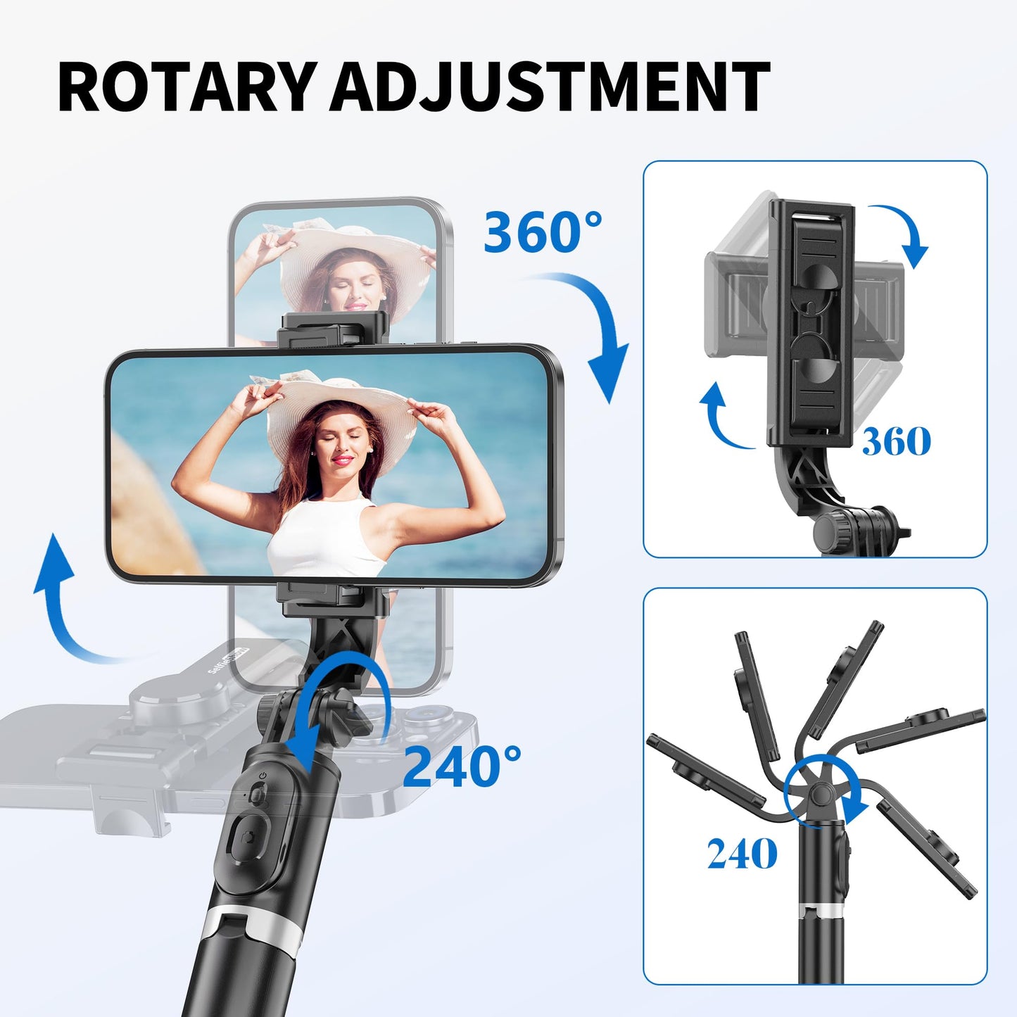 Selfie Stick Tripod, All in One Extendable & Portable iPhone Tripod Selfie Stick with Wireless Remote Compatible with iPhone 17 16 15 14 13 12 pro Xs
