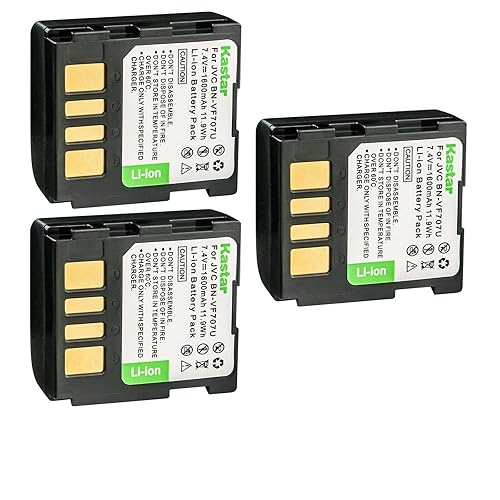 Kastar BN-VF707 Battery 3-Pack Replacement for JVC GR-D290UA GR-D290UB GR-D290US GR-D293 GR-D293AG GR-D295 GR-D295US GR-D320 GR-D320AA GR-D320AC