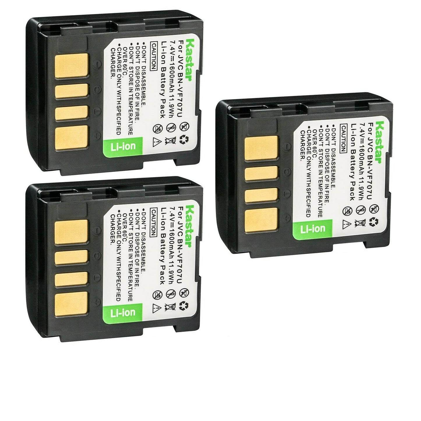 Kastar BN-VF707 Battery 3-Pack Replacement for JVC GR-D290UA GR-D290UB GR-D290US GR-D293 GR-D293AG GR-D295 GR-D295US GR-D320 GR-D320AA GR-D320AC