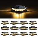 VOLISUN 4x4 Solar Post Cap Light 12pack,Solar Fence - Post Lights Outdoor Waterproof for Wooden/Vinyl Post,Black Deck Post Cap Light Solar Powered