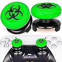 Playrealm FPS Thumbstick Extender & 3D Texture Rubber Silicone Grip Cover 2 Sets for PS5 Dualsenese & PS4 Controller (BioH Green)