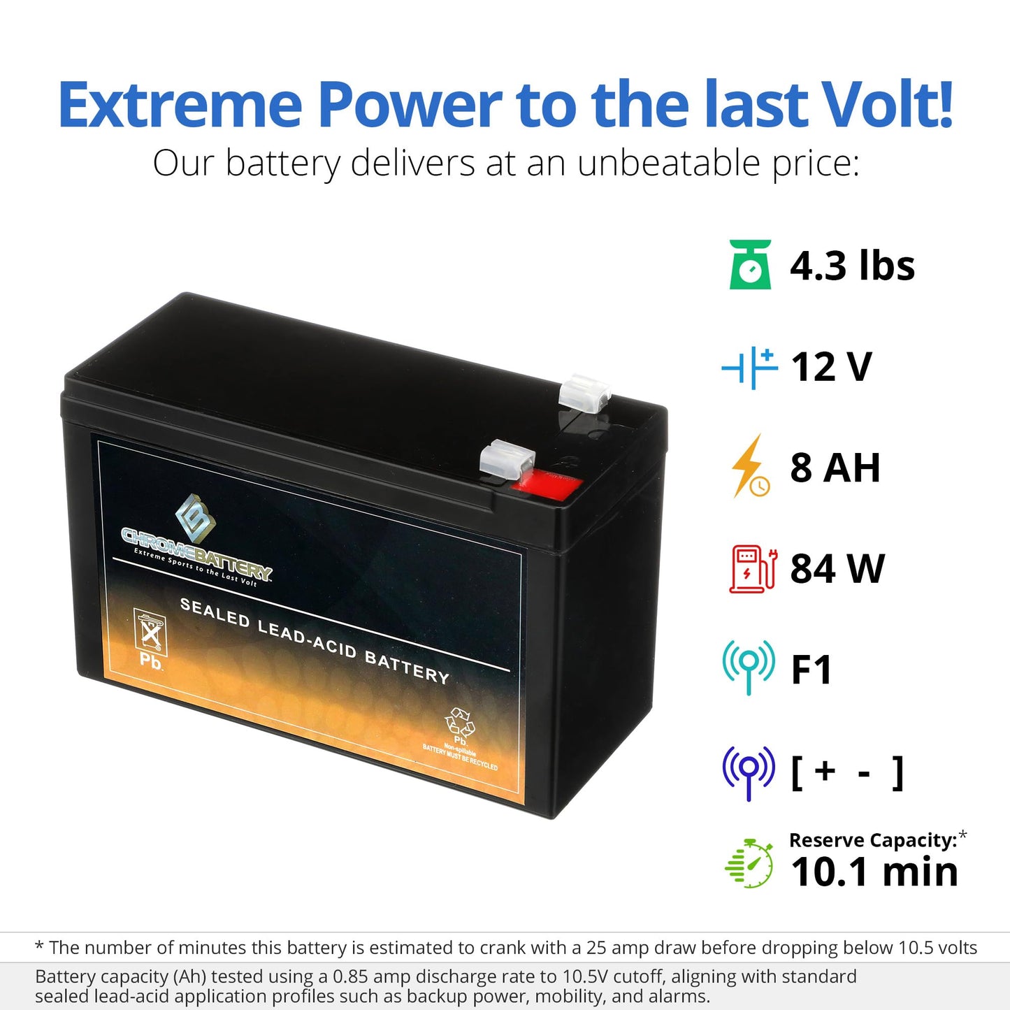 Chrome Battery 12V 7AH SLA Rechargeable Replacement Battery Compatible with UPS Back Up, Fish Finder, Electric Scooter, Go Kart, Quad, and More: 5.94…