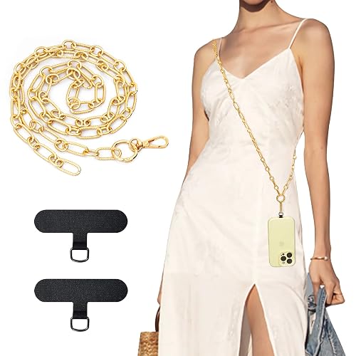 TiMOVO Universal Phone Lanyard, Metal Cell Phone Chain Anti-Theft Crossbody Strap for iPhone 15 Pro Max and Most Smartphones, Adjustable Cell Phone