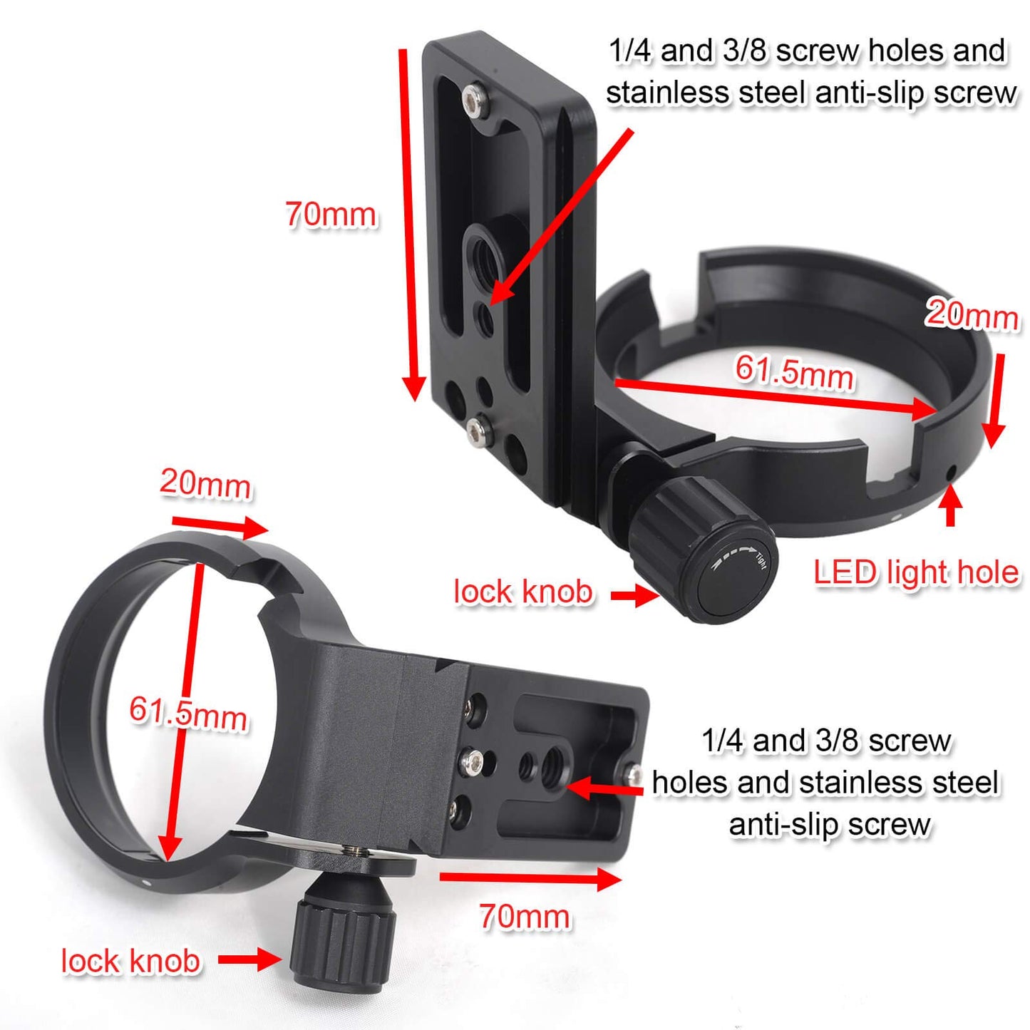 Camera Metal Lens Collar Stand Tripod Mount Ring for Sigma MC-11 Mount Converter Lens Adapter of Canon EF-E Mount, Built-in Arca-Swiss Type 70mm Quick
