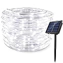 RUICHEN Solar Rope Lights Outdoor String Lights, 16.5 Ft 50 LED Tube Light Waterproof Copper Wire Fairy Lights for Garden Fence Yard Christmas Wedding