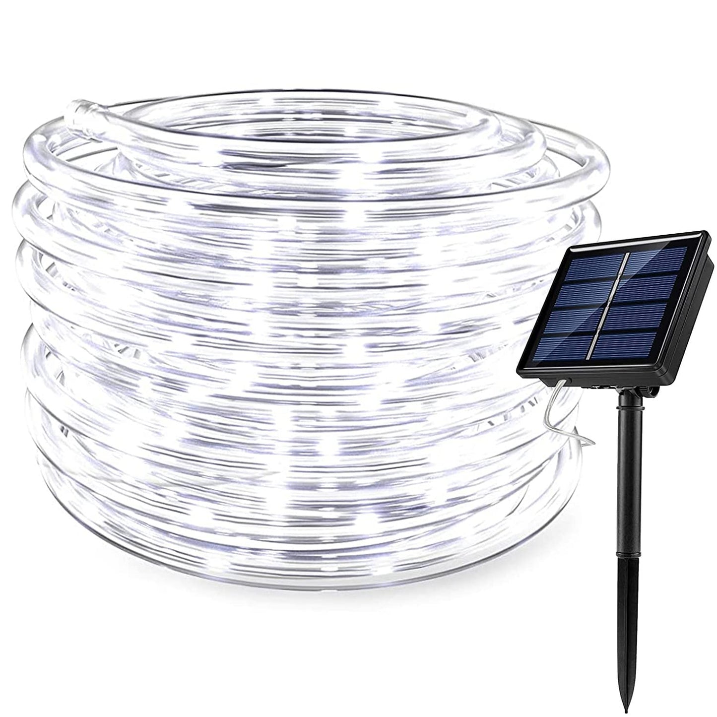 RUICHEN Solar Rope Lights Outdoor String Lights, 16.5 Ft 50 LED Tube Light Waterproof Copper Wire Fairy Lights for Garden Fence Yard Christmas Wedding