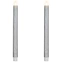 Northlight LED Flameless Flickering Taper Glittered Christmas Candles - 11" - Silver - Set 2