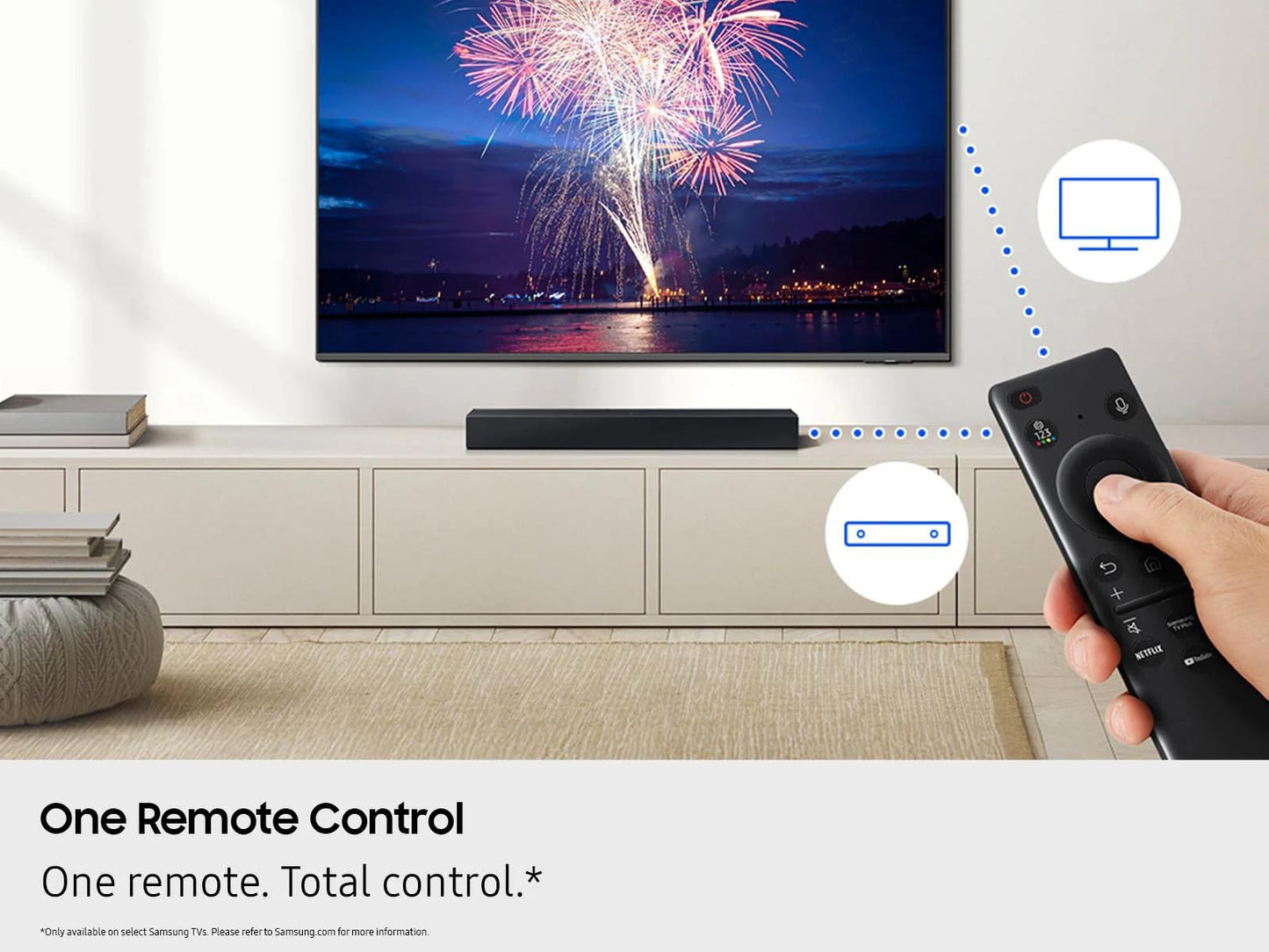 Samsung HW-B400F B-Series 2.1ch Soundbar with Wireless Subwoofer - Deep Bass, Smart Sound & Game Mode - Bluetooth Wireless TV Connection for Home