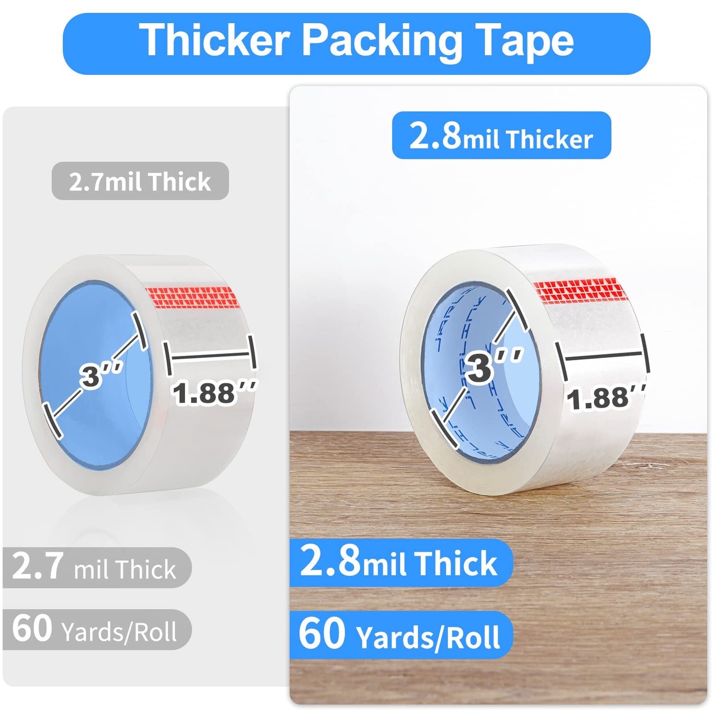 JARLINK 24 Rolls Clear Packing Tape, Heavy Duty Packaging Tape