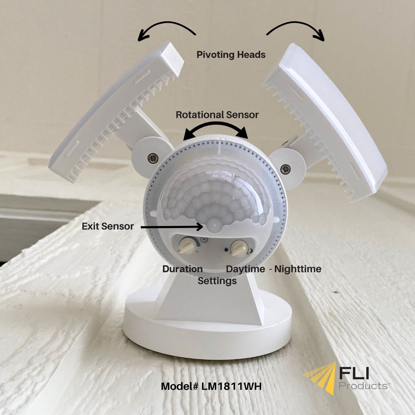 IQ AMERICA LED Outdoor Motion Sensor Security Floodlight - 1100 Lumens, 180° Detection, Weatherproof Design, Versatile Eave or Wall Mounting, Exit