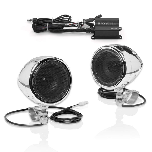 BOSS Audio Systems MC420B 3 Inch Motorcycle Speakers, Class D Amp Package
