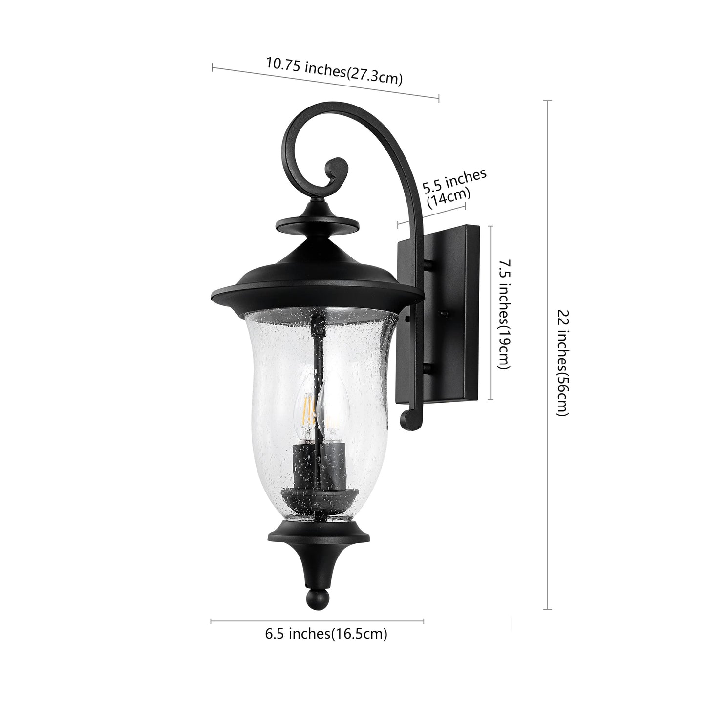 SAFAVIEH Lighting Collection Dowell Black 2-Light Outdoor Wall Sconce Set of 2