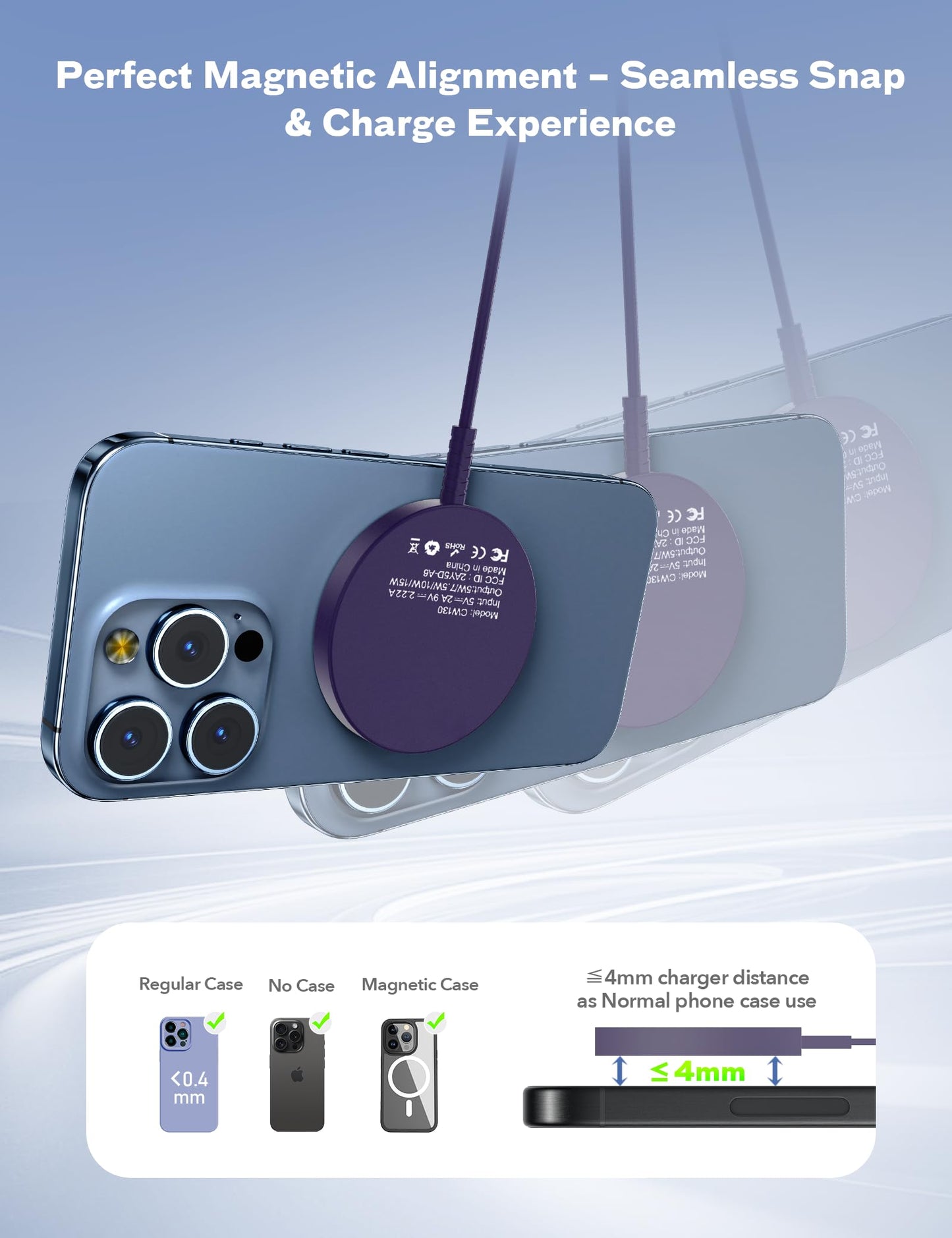 Magnetic Wireless Charger - Purple