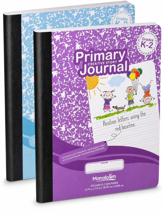 Primary Journal Grades K-2, Preschool, 1st Grade, Kindergarten Notebooks, Primary Ruled Composition Notebooks for Kids - 9.75? x 7.50? - Sturdy Covers