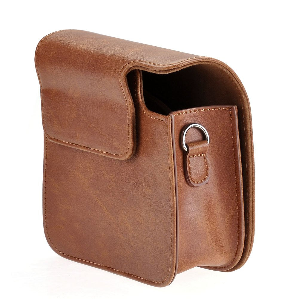 Yoption Vintage Camera Case Compatible with Fujifilm Instax Mini 11/9/8/8+ Instant Film Camera Adjustable Shoulder Strap (Brown)