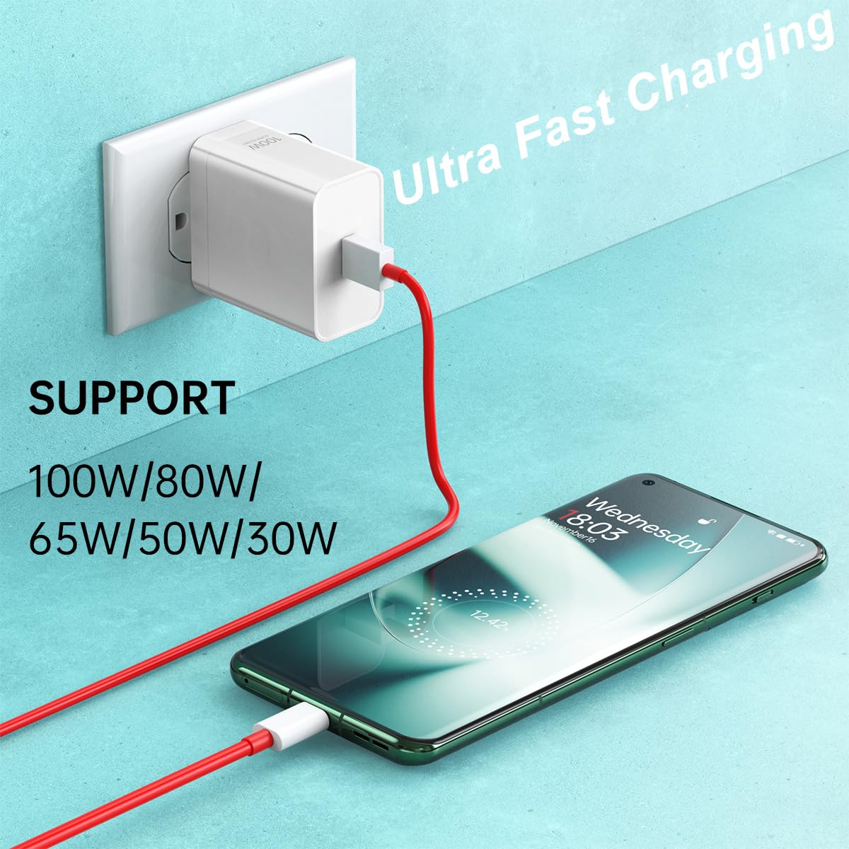 100W 80W 65W Fast Block Charger Compatible for Oneplus 15 15R 13 12 13R 11 10 9 Pro 12R 10T 10R 8T 8 7T 7 Pro Open Pad Nord CE 3 4 N30 N20 N10 9R One