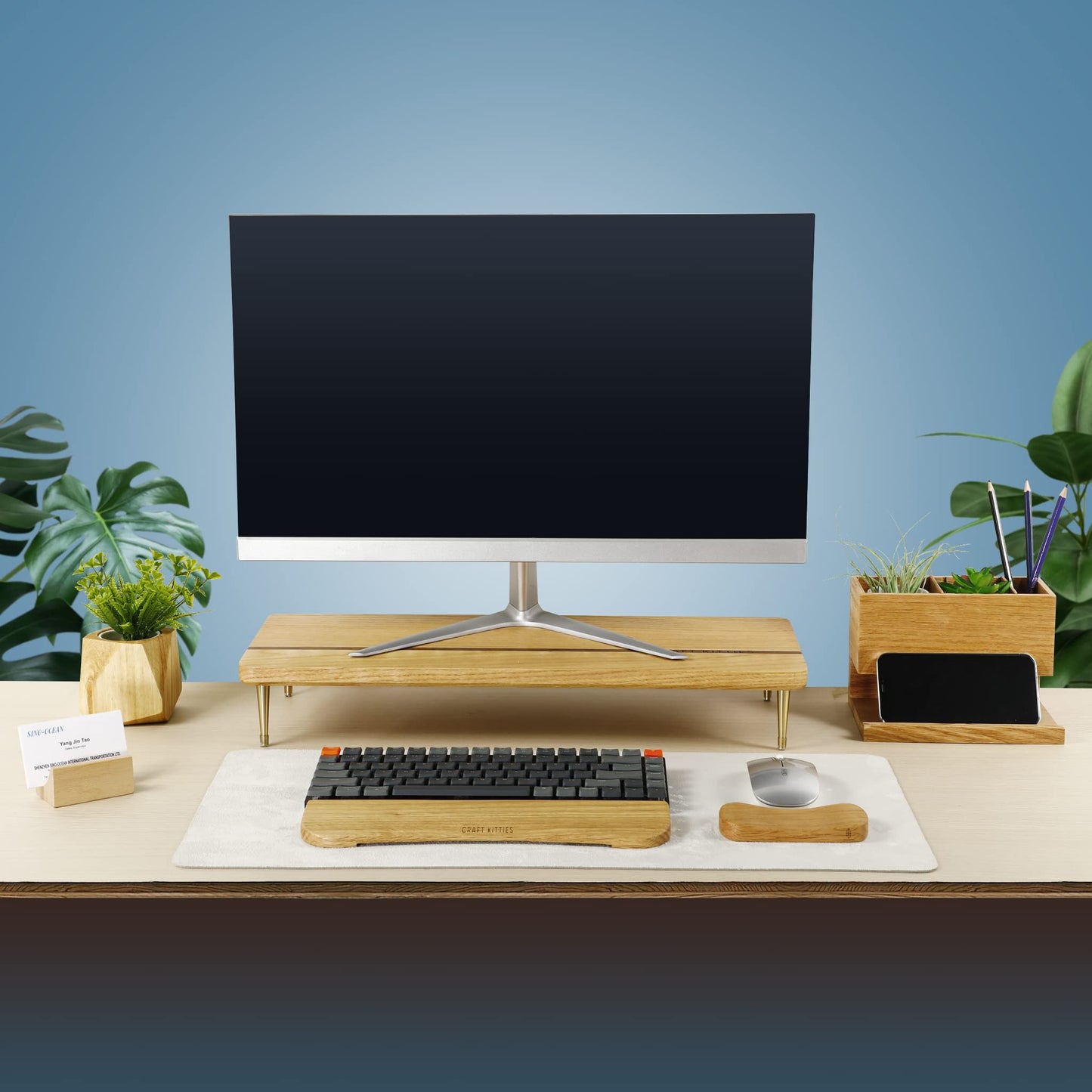 Monitor Stand Wood Riser for iMac Laptop Computer Monitor - A Sturdy Computer Stand to Elevate Your Screen and Reduce Eye Strain and Maintain Body