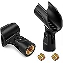 Mictop Universal Microphone Clip Holder, Comes with 5/8" Male to 3/8" Female Screw Adapter Suitable for Handheld Microphones, 2-Pack