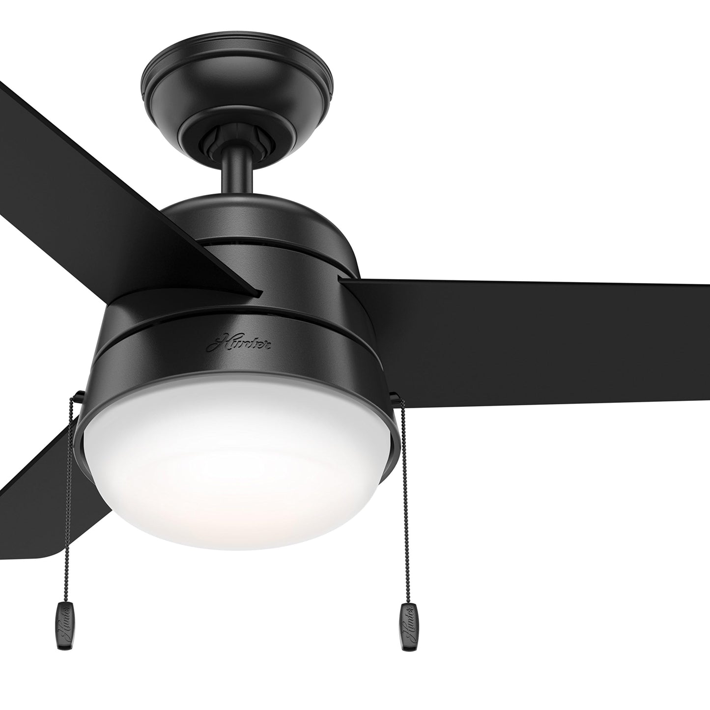 Hunter Fan 36 Inch Matte Black Indoor Ceiling Fan with Light and Pull Chain for Bedroom, Kitchen, Living Room (Renewed)