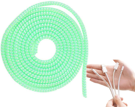 Spiral Cable Protector, Chargers USB Data Cable Protect Sleeve for Phone Earphone, Pet Chew Cables Protector, 1.6m/5.25ft (Green)
